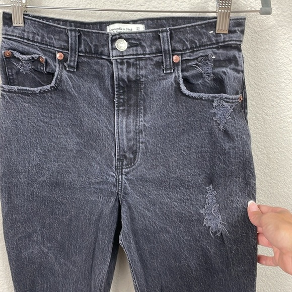 Abercrombie & Fitch The 90s Straight Ultra High Rise Jeans Washed Black Sz 27 4 - Picture 5 of 12